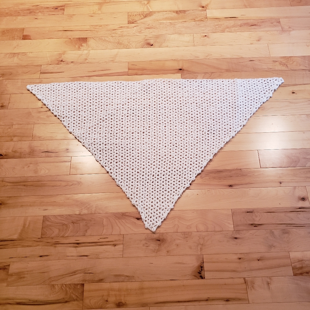 Hand Crocheted White Shawl 50" x 28"
